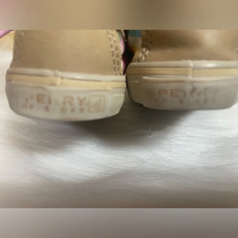 Sperry Top Sider Infant Size 1M Leather Upper Boat Shoes Pink Laces Pre-owned